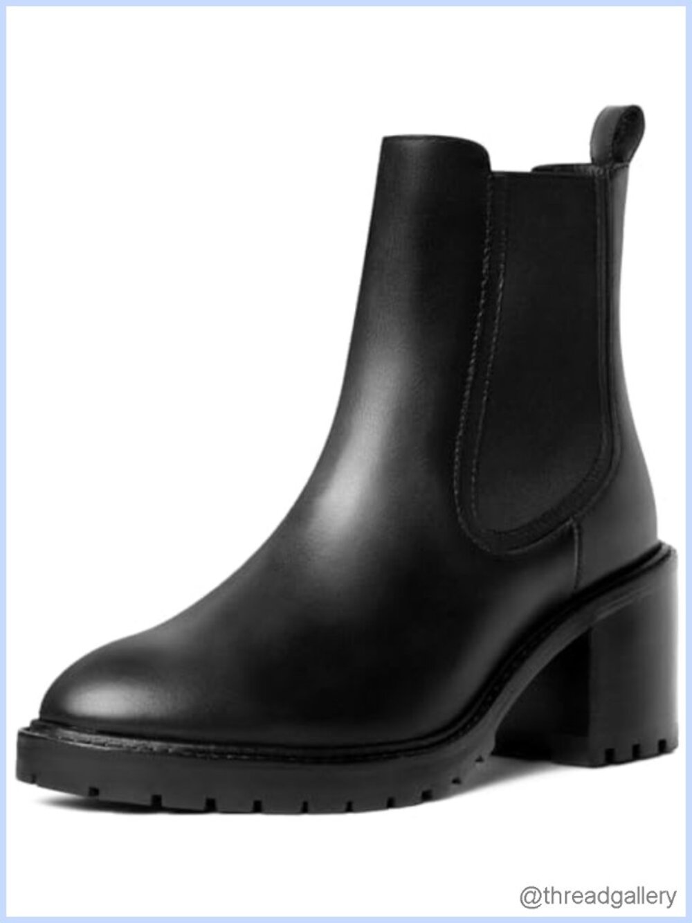 High Heeled Chelsea Ankle Boots Genuine Leather Block Heel Workwear